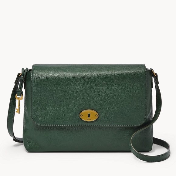 New Fossil Gabriella Medium Flap Crossbody Pine Green - Picture 1 of 4